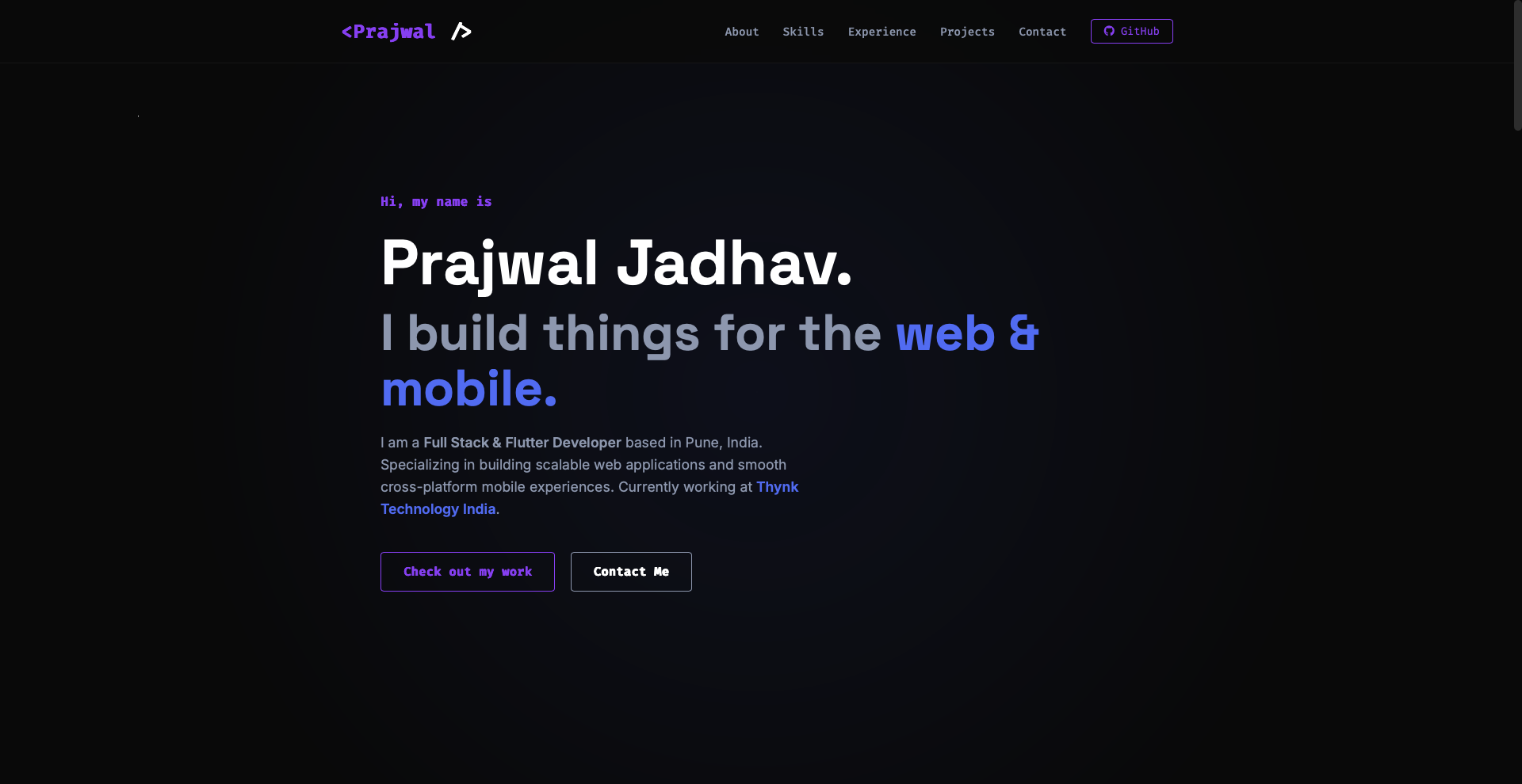 Prajwal Jadhav | Full Stack & Flutter Developer - Pune, India